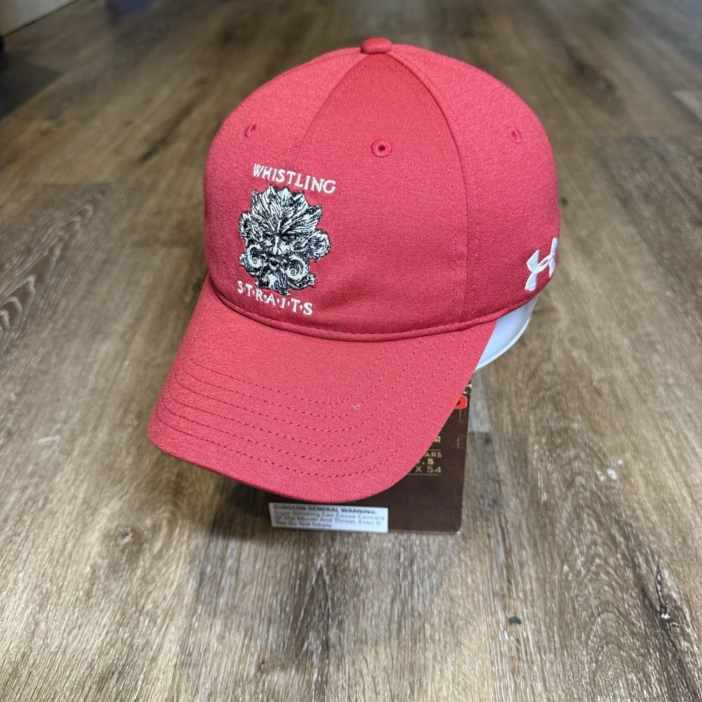 Under Armour Whistling Straits Hat Red White Performance Flex Fit M-L Golf Prep